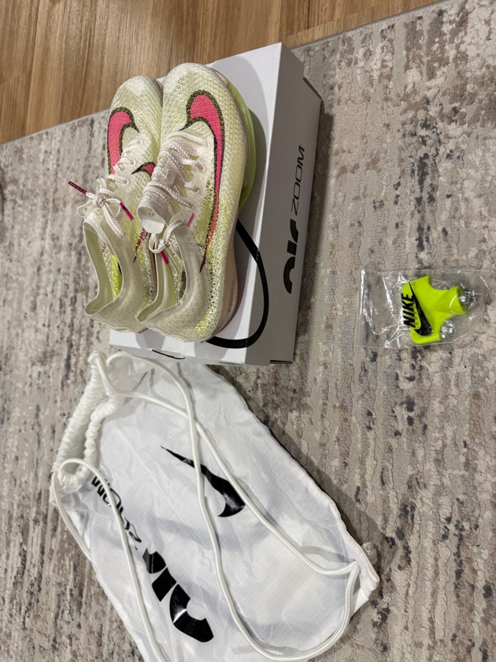 Nike track Shoes - Neon Yellow with Pink Swoosh